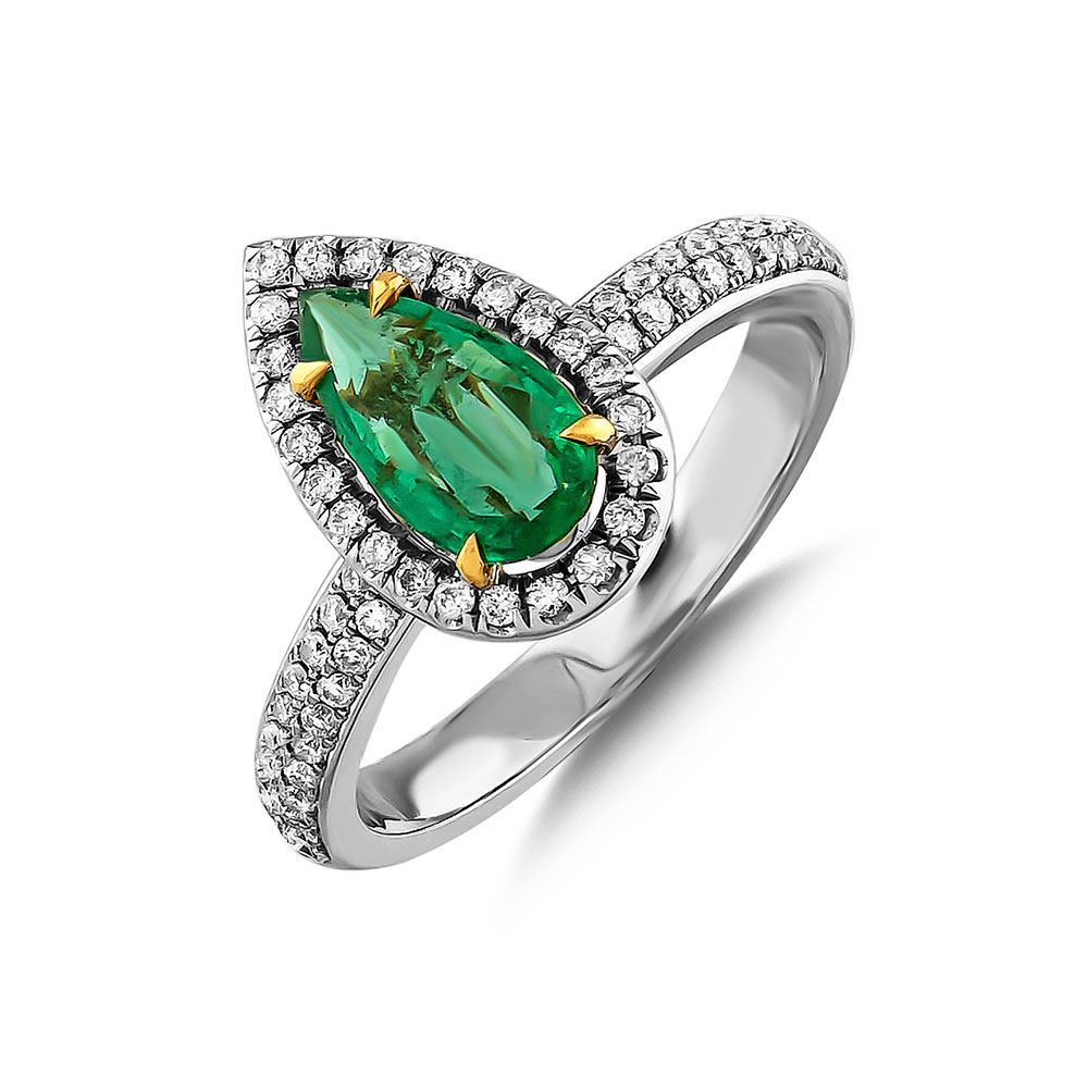1.34 ct Diamond, Emerald Ring