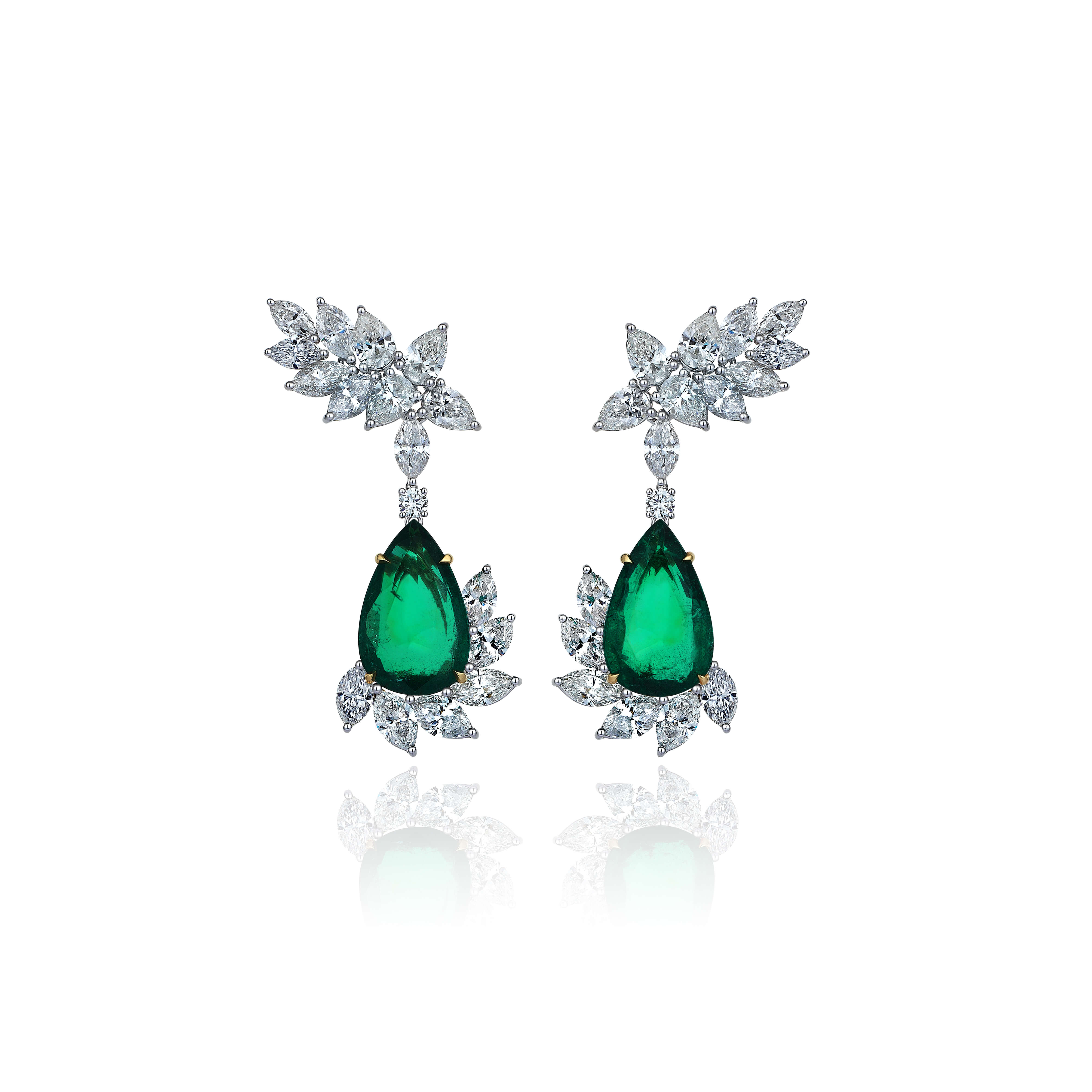 11.72 ct Diamond, Emerald Earring